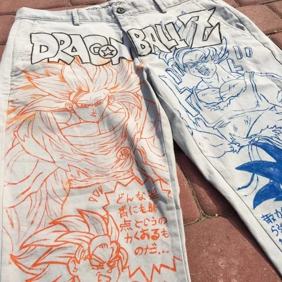 Custom × Streetwear 1/1 custom Dragon ball Z anime straight pants